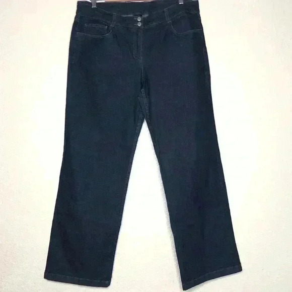 Eileen Fisher Jeans Women's Size Large Straight Leg Dark Wash Denim Pants - Picture 1 of 5